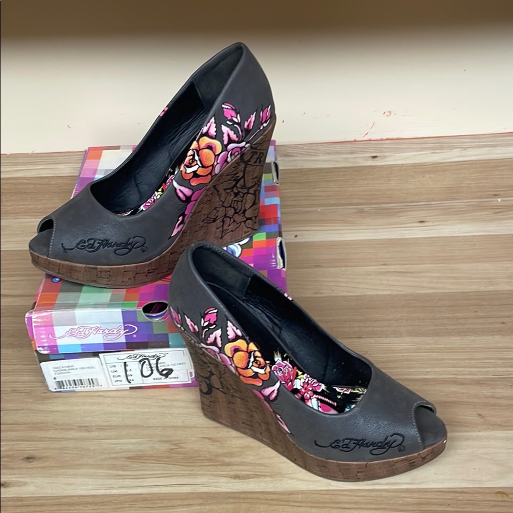 Ed Hardy Women's Gray Wedge Shoes